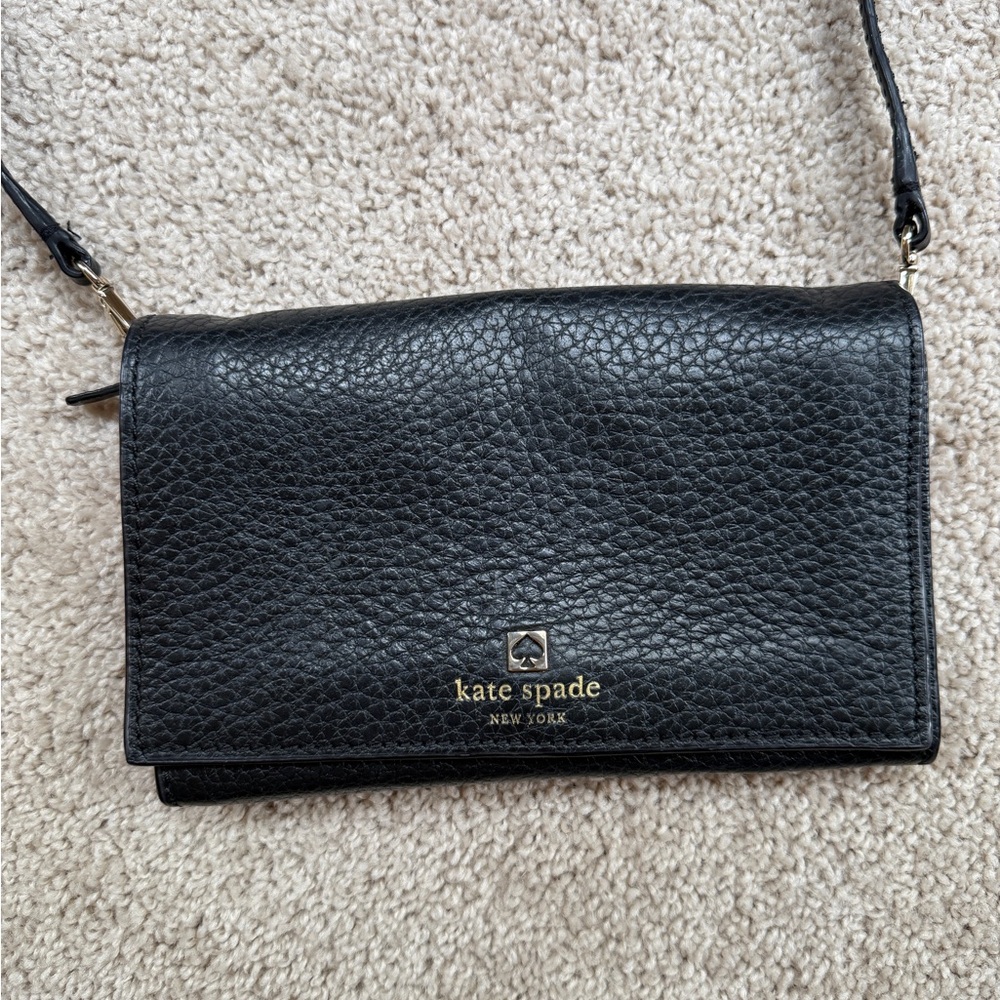 Kate Spade Black Crossbody Bag with Textured Finish